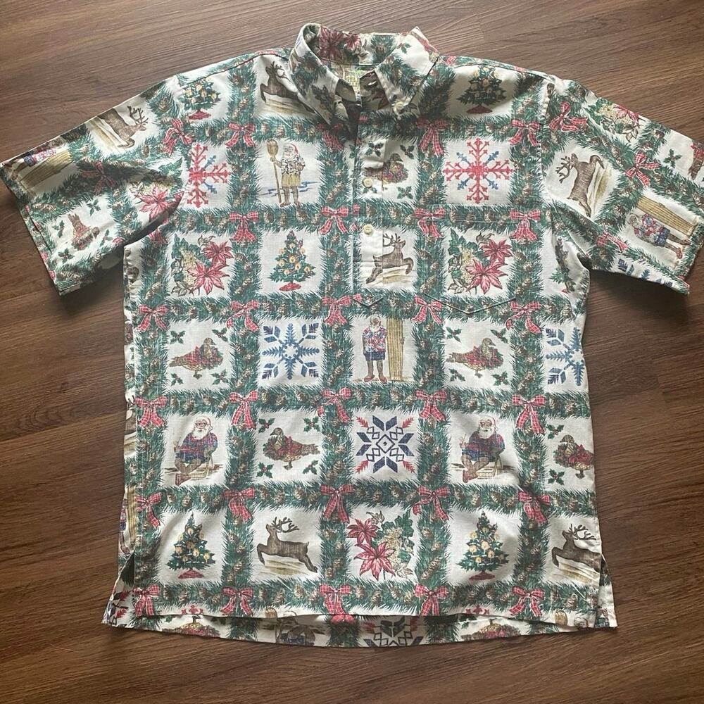 Limited Issue 2000 Reyn Spooner Mele Kalikimaka Hawaiian Shirt Mens size L